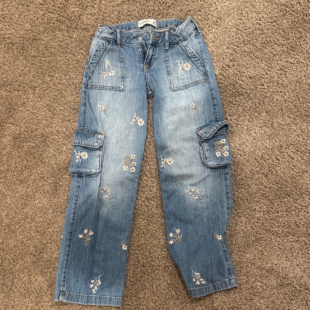 Abercrombie Kids Blue Floral Straight Leg Jeans